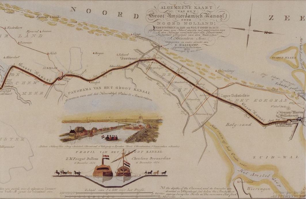 Algemeene Kaart van het Groot Amsterdamsch Kanaal door Noord-Holland - anoniem 1825.