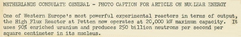 RCN-ECN 035 - 1962 Press Photo High Flux Reactor (2)